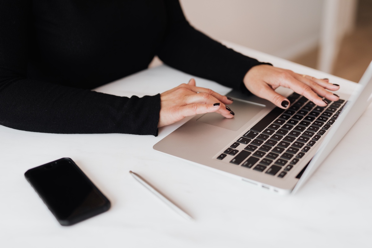 woman working on a laptop